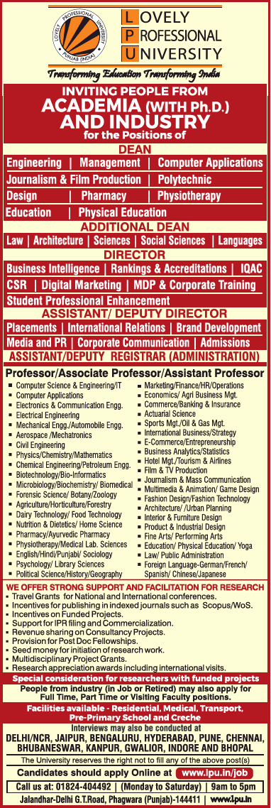 Faculty Jobs LPU | FacultyPlus Faculty Jobs LPU | FacultyPlus