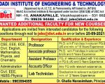 Dadi IET Faculty Openings 2021