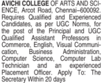 Avichi College Chennai jobs