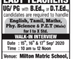Milton Matric School Job