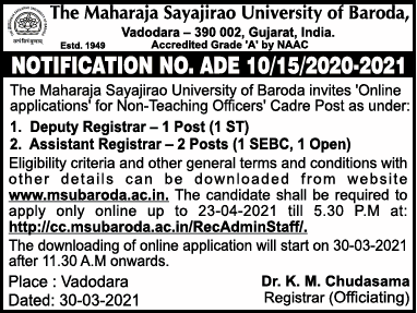 Teaching jobs in vadodara/ baroda