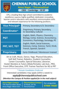Teaching jobs in chennai schools 2013