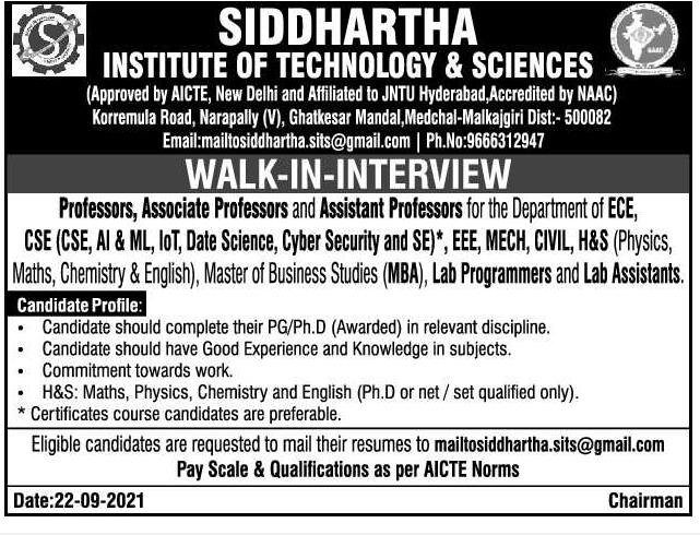 Siddhartha ITS Faculty Jobs | FacultyPlus
