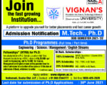 Ph D – MTech Adm. Notification (June – 2021)