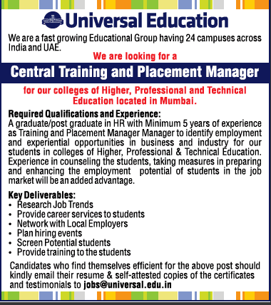 Teaching jobs vacancy in mumbai
