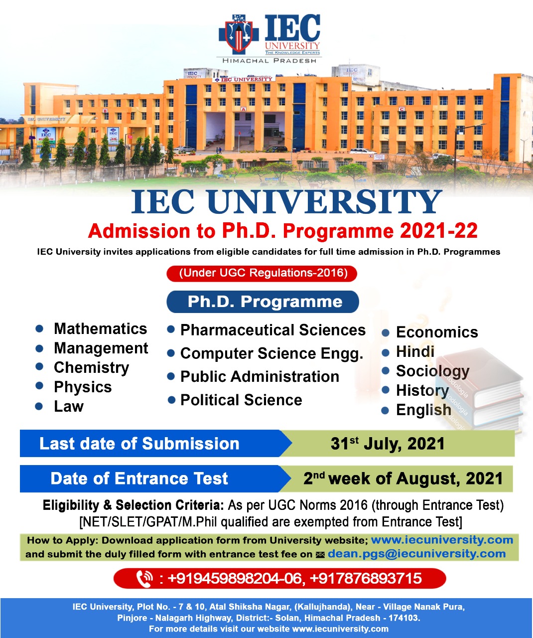 national university phd admission 2022