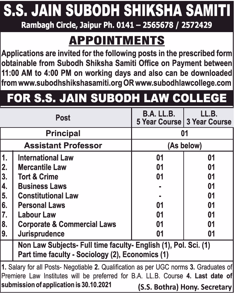 SS Jain Law College FacultyPlus