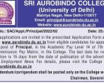 Sri Aurobindo College Principal Job
