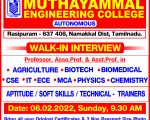 Muthayammal Engineering College – Walk-in Interview – Advt