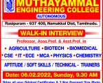 Muthayammal Engineering College – Walk-in Interview – Advt