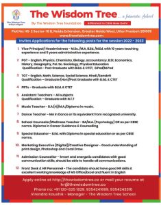 The Wisdom Tree, Greater Noida Wanted PGT/TGT/PRT | FacultyPlus