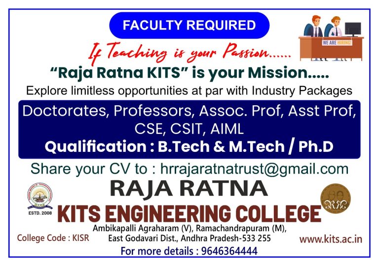 Raja Ratna KITS Engineering College, East Godavari Wanted Faculty ...