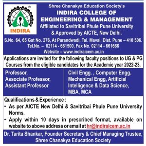 Shree Chanakya Education Society’s Indira College of Engineering ...