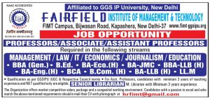 FAIRFIELD Institute of Management and Technology, New Delhi Wanted ...