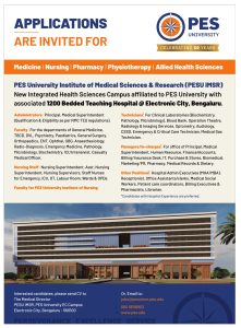 PES University, Bengaluru, Wanted Teaching and Non-Teaching Faculty ...