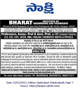 Faculty jobs in hyderabad mba colleges