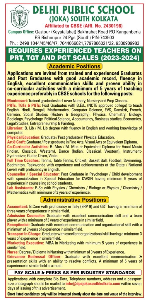 Job Openings in West Bengal(Newspaper Clips 04/01/2023) FacultyPlus