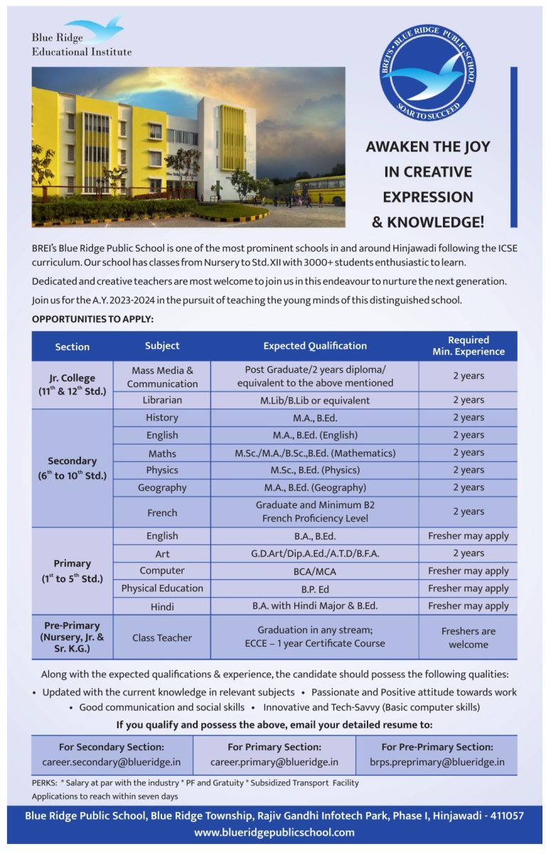 Faculty recruitment 2023 at Maharashtra- 15/02/2023 | FacultyPlus