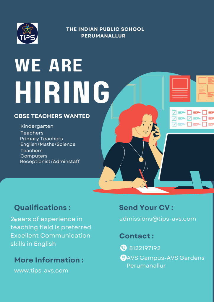 The Indian Public School Perumanallur Wanted Teaching Faculty 