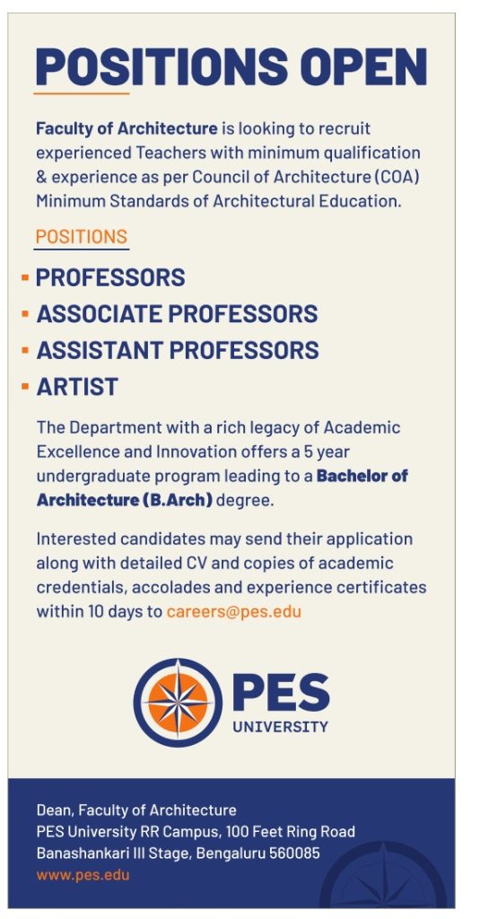 PES University, Bengaluru Wanted Professor/ Associate Professor and ...