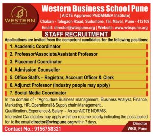 Faculty Recruitment 2023- Western Business School, Pune | FacultyPlus