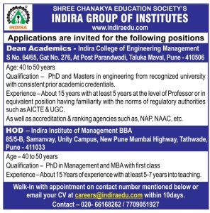 Shree Chanakya Education Society’s Indira Group of Institutes, Pune ...