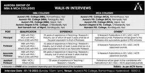 Aurora Group of MBA & MCA Colleges, Hyderabad Wanted Principal ...