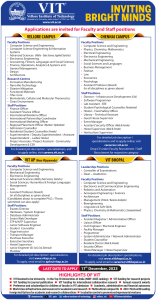 Teaching/Non-Teaching Jobs at VIT (Deemed to be University), Vellore ...