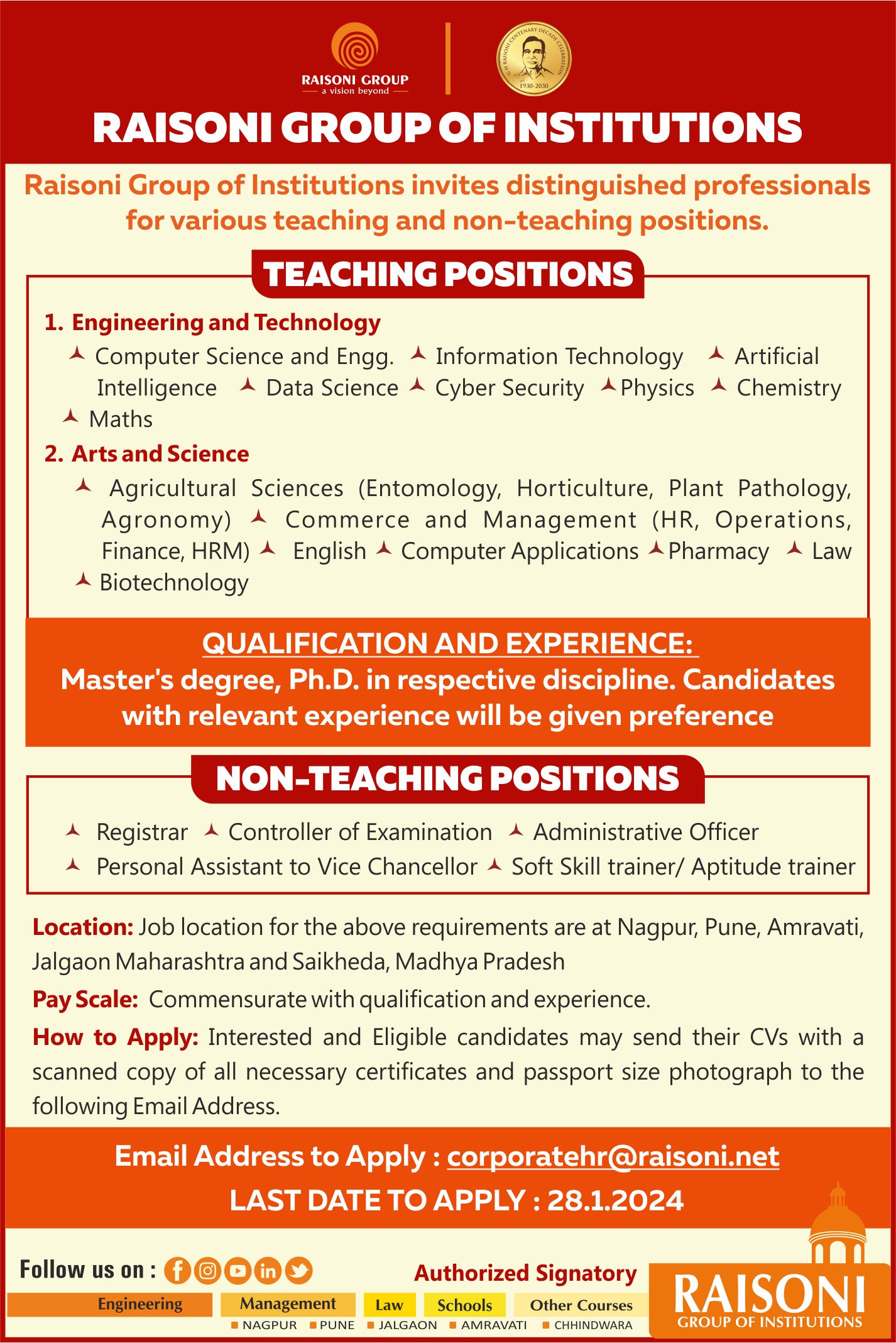 requiretments advt | FacultyPlus