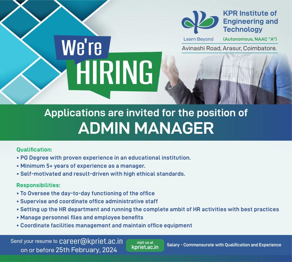 Kpr Institute Of Engineering And Technology Coimbatore Wanted Admin Kpr Institute Of Engineering And Technology Coimbatore Wanted Admin