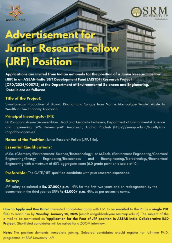 SRM University AP Wanted JRF | FacultyPlus