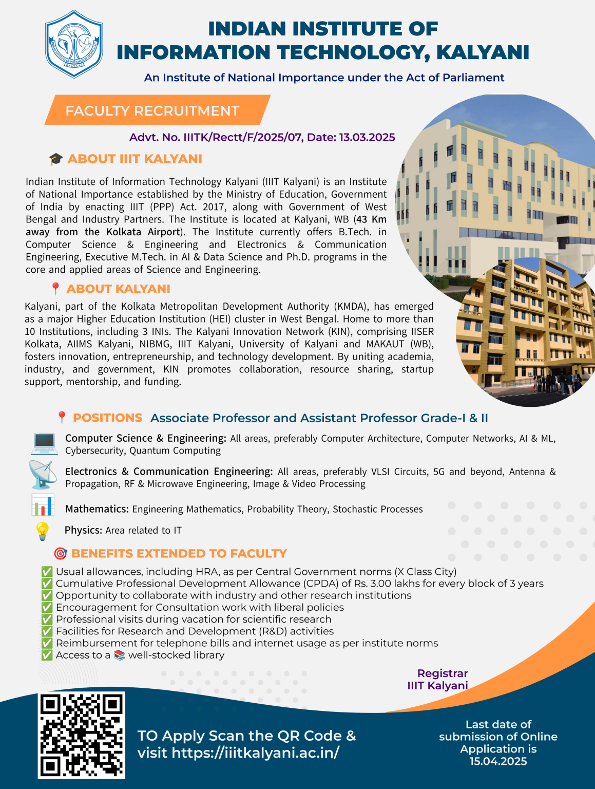 IIIT, Kalyani Faculty Recruitment 2025 | FacultyPlus