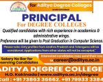 Aditya Degree Colleges, Andhra Pradesh Wanted Principal