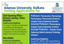 Adamas University, Kolkata Wanted Professor/Associate Professor/ Assistant Professor