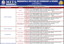 Faculty Openings at Madanapalle Institute of Technology & Science