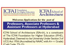 ICFAI School of Architecture, Hyderabad Wanted Professor/Associate Professor/ Assistant Professor