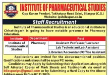 Institute of Pharmaceutical Studies, Bilaspur wanted Teaching and Non-Teaching Faculty