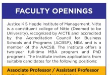 NITTE, Justice K S Hegde Institute of Management, Udupi Wanted Associate Professor/ Assistant Professor