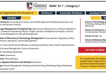 SVKM’s NMIMS Deemed to be University, Mumbai Wanted Professor/ Associate Professor/ Assistant Professor
