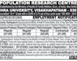 Population Research Centre, Andhra University Visakhapatnam wanted Assistant Professor