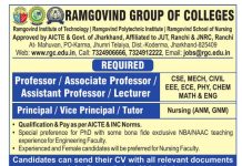 Ramgovind Group of Colleges, Koderma Wanted Teaching and Non-Teaching Faculty