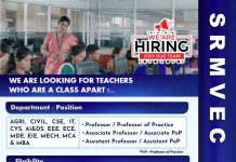 SRM Valliammai Engineering College, Chennai Wanted Faculty