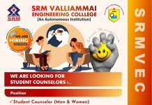 SRM Valliammai Engineering College, Chengalpattu Wanted Student Counsellor