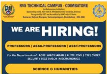 RVS Technical Campus Coimbatore (Autonomous), Coimbatore Wanted Faculty and Non-Teaching Faculty
