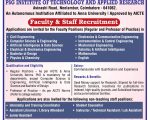 Faculty Recruitment 2025 at PSG Institute of Technology and Applied Research, Coimbatore