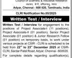 CSIR-Central Leather Research Institute (CLRI), Chennai wanted Project Associate-I, Project Associate – II, Senior Project Associate & Junior Research Fellow