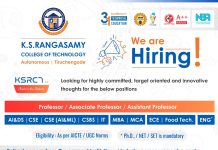 Faculty Recruitment at K.S. Rangasamy College of Technology, Tiruchengode