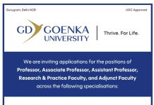 GD Goenka University, Gurugram Wanted Professors/ Associate Professors/ Assistant Professors