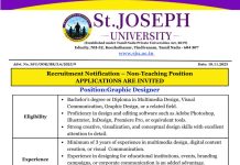 St. Joseph University, Chennai Wanted Graphic Designer