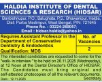 Teaching Faculty Jobs- Haldia Institute of Dental Sciences and Research, Purba Medinipur